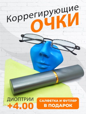 Готовые очки для чтения с футляром +4.00 (серый)